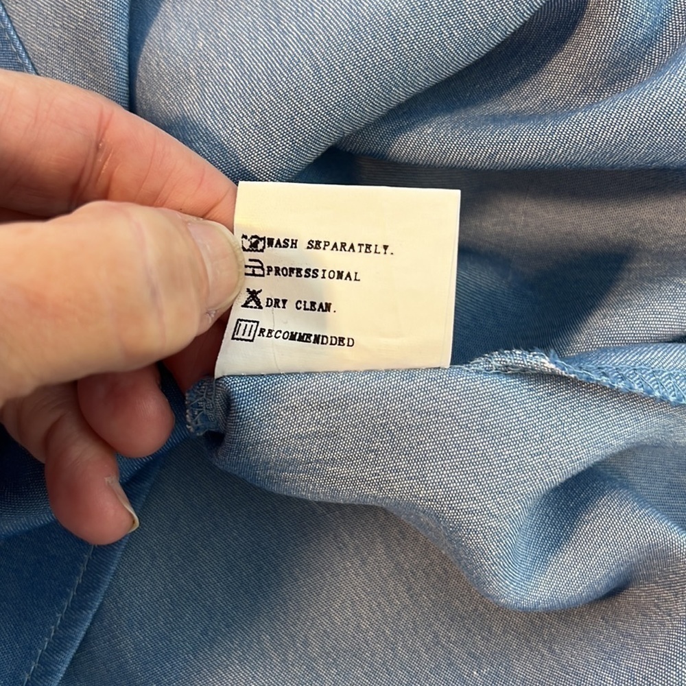 ⭐️Misslook, Soft Blue Casual Dress, Breast Pockets, Button-Front, Like New, M - Picture 7 of 12